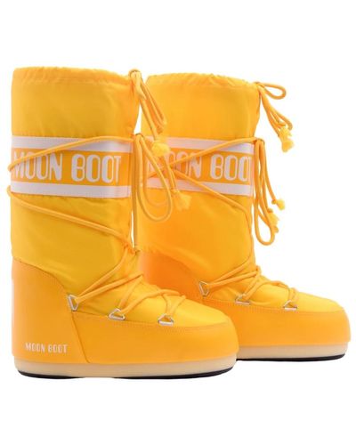 Moon Boot Botas de nieve de nylon amarillo | estilo icónico a media pantorrilla