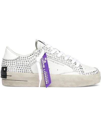 Crime London Sneakers bianche con strass - Bianco