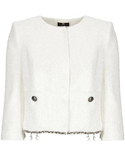 Elisabetta Franchi Jackets > tweed jackets - Blanc