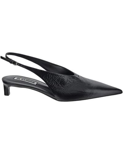Jil Sander Zapatos de cuero negro con punta afilada - Azul