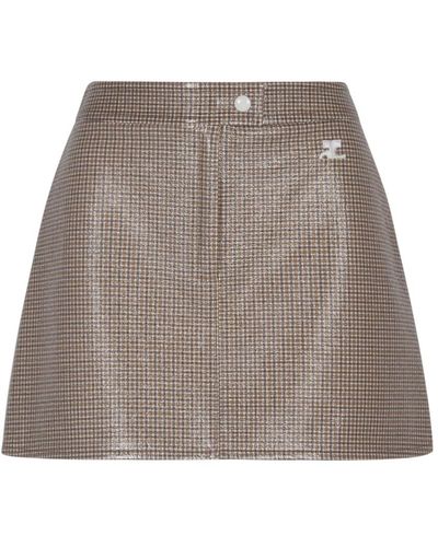 Courreges Karierte vinyl mini-rock - Grau