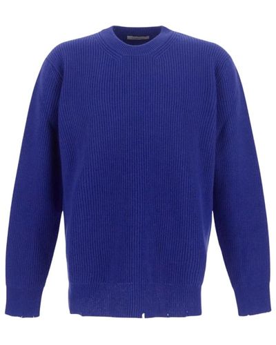 Laneus Rippengestricker Pullover - Blau