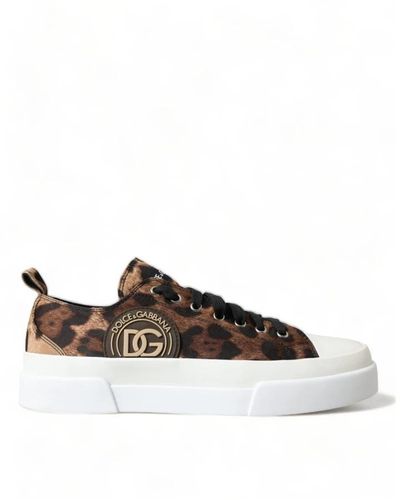 Dolce & Gabbana Leopard canvas casual sneakers - Braun