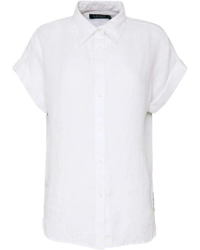 Ralph Lauren Camisa de lino blanco con cuello francés