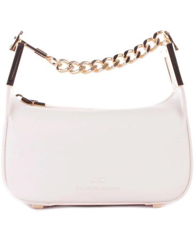 Elisabetta Franchi Bolso de cámara con broche de metal - Blanco