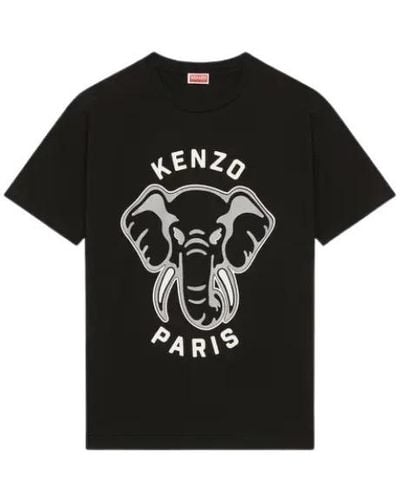 KENZO Elephant Graphic-print Regular-fit Cotton-jersey T-shirt - Black