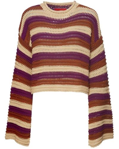 La DoubleJ Chunky stripe crop sweater,chunky gestreifter crop sweater - Rot