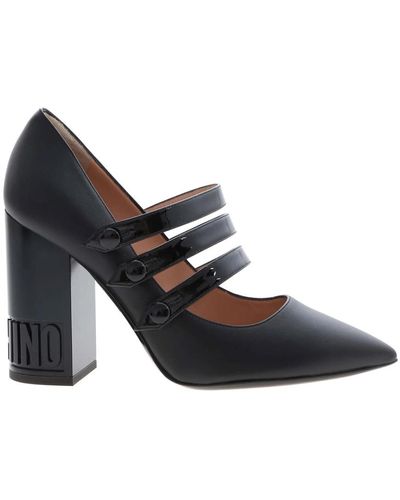 Moschino Elegantes zapatos de tacón de cuero negro - Azul