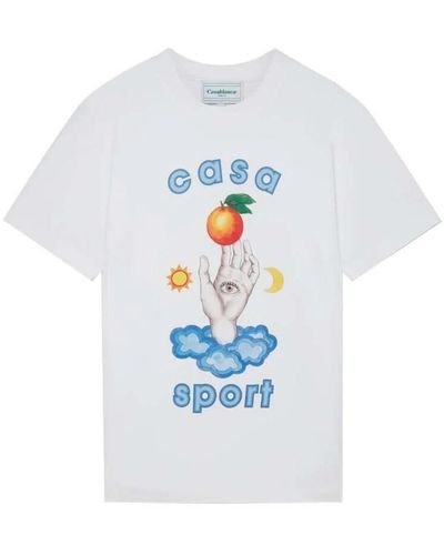 Casablancabrand Camiseta de algodón orgánico con estampado talisman - Blanco