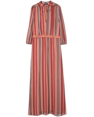 Liu Jo Gestreiftes kleid mit lurex-detail - Rot