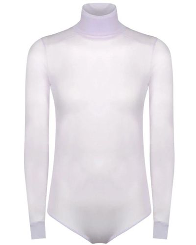 Maison Margiela Lila turtleneck bodysuit mit langen ärmeln,lila top - Weiß