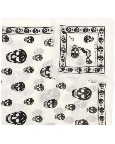 Alexander McQueen Schal mit totenkopfdruck aus modal-seidenmischung - Weiß