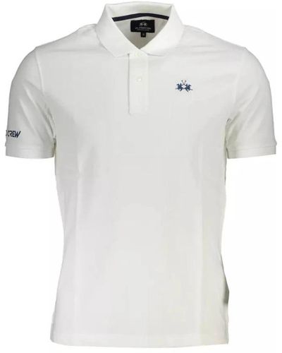 La Martina Weiße polo-shirt mit besticktem logo