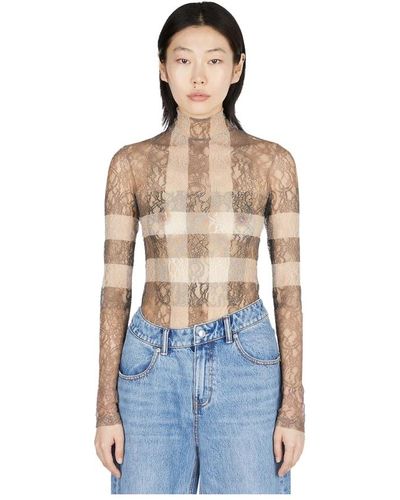 Burberry Iconico check lace bodysuit - Blu