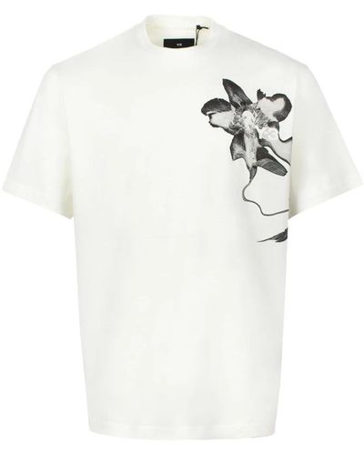 Y-3 T-shirt mit blumenmuster und logo - Weiß