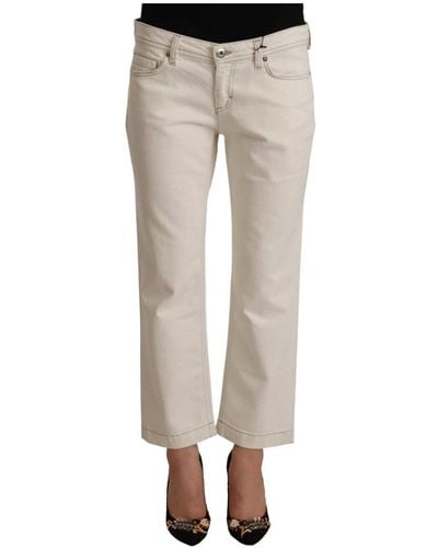 Dolce & Gabbana Jeans acampanados y cortos de mezclilla blanco roto - Gris