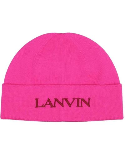 Lanvin Fuchsia wollhut mit besticktem logo - Pink