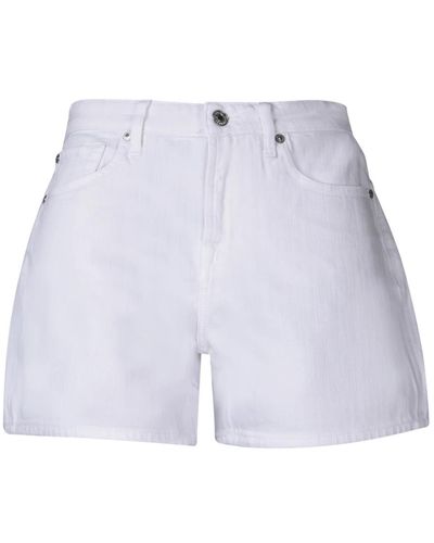 7 For All Mankind Shorts bianchi in cotone con vita alta e taglio grezzo - Blu