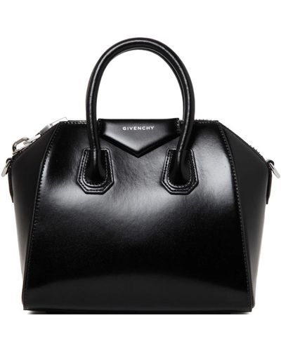 Givenchy Handbags,schwarze lederhandtasche mit silberner hardware und abnehmbarem riemen