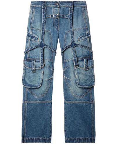 Off-White c/o Virgil Abloh Jeans indigo con pierna ancha - Azul
