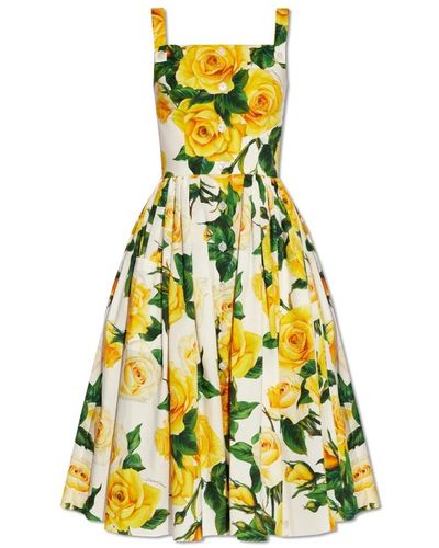 Dolce & Gabbana Kleid mit blumenmuster - Gelb
