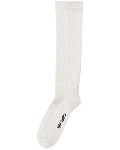 Rick Owens Logo Intarsia Socken - Weiß