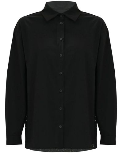 Kocca Camisa de algodón elástico de manga larga y versátil - Negro