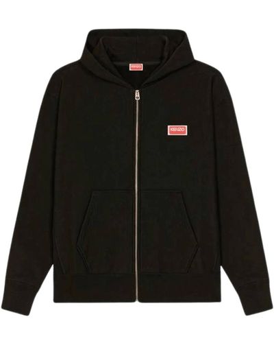 KENZO Oversize zip hoodie mit paris logo - Schwarz