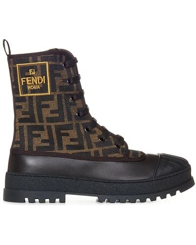 Fendi Lace-Up Boots - Brown