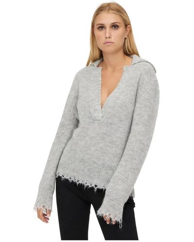 Erika Cavallini Semi Couture V-Neck Knitwear - Grey