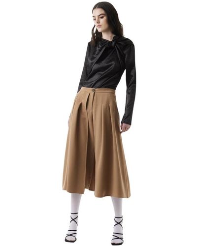 Silvian Heach Midi skirts,hoch taillierte cropped hose mit rockeffekt - Braun