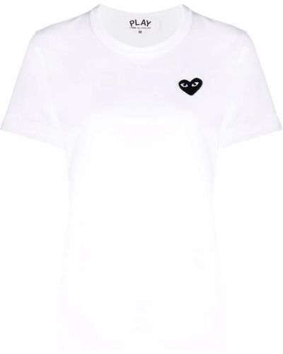 COMME DES GARÇONS PLAY Magliette nera con logo cuore - Bianco
