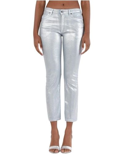 Dondup Jeans a vita alta modello mandy lamina - Blu