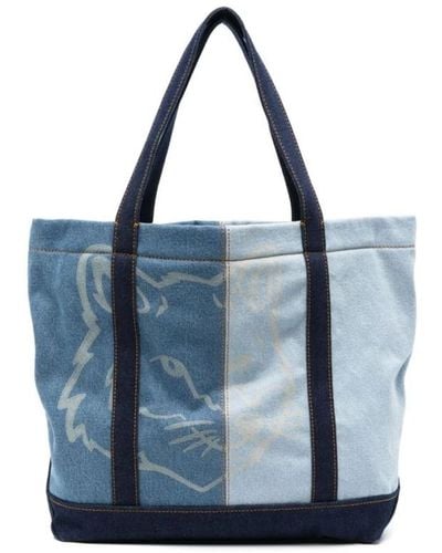 Maison Kitsuné Tote Bags - Blue