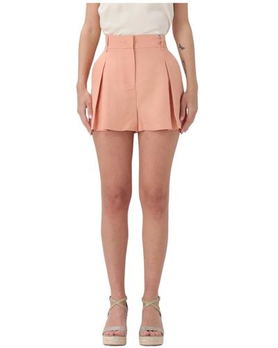 Twin Set Pantalones cortos de lino de cintura alta - Rosa
