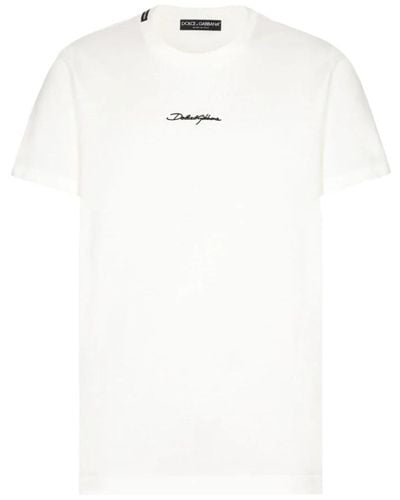 Dolce & Gabbana Weiße baumwoll-t-shirt mit frontlogo