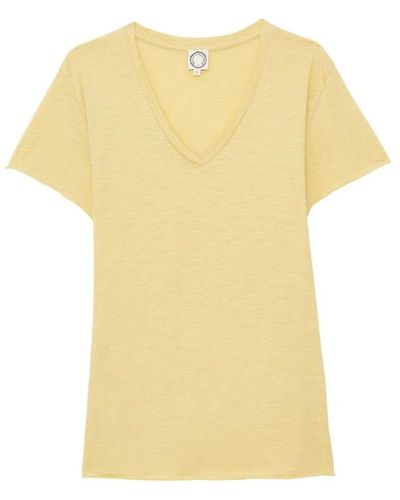 Ines De La Fressange Paris Elegante camiseta con escote en v limón - Amarillo