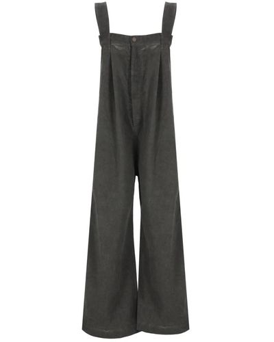 Uma Wang Pantaloni grigi in cotone con spalline - Grigio
