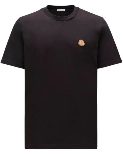 Moncler Geprägtes logo schwarzes t-shirt