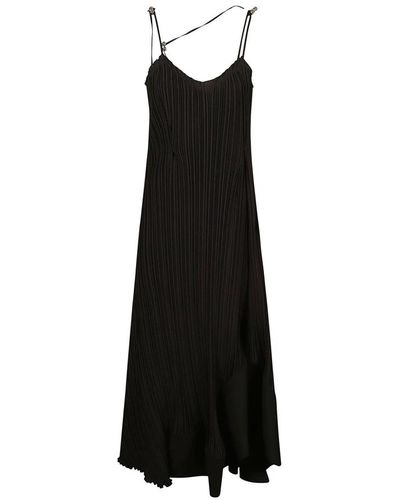 Lanvin Long pleated dress with straps - Nero