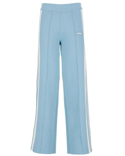 Autry Pantalones de viscosa azul claro con bandas contrastantes