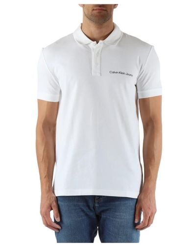 Calvin Klein Regular fit baumwoll polo shirt mit logo - Weiß