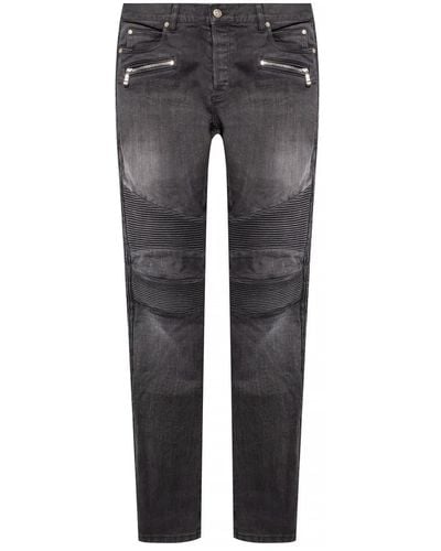 Balmain Stilosi jeans grigi in cotone per uomo - Grigio