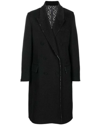 Fendi Double-Breasted Coats - Black