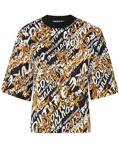 Versace T shirt jersey fermo print logo - Negro
