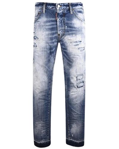 DSquared² Cool guy jeans - slim fit, zerrissen, knopfleiste - Blau