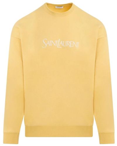 Saint Laurent Gelbe baumwoll-hoodie sweatshirt ss24