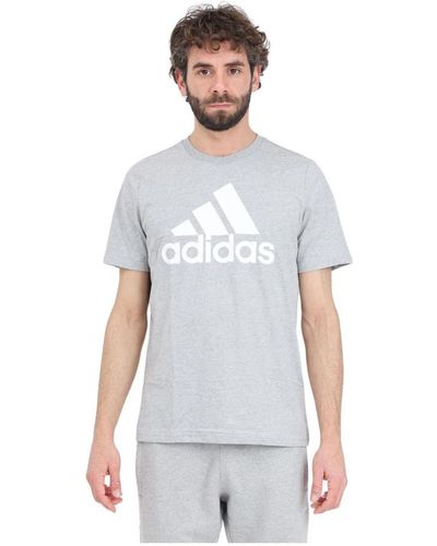 adidas Graues performance t-shirt mit weißem logo