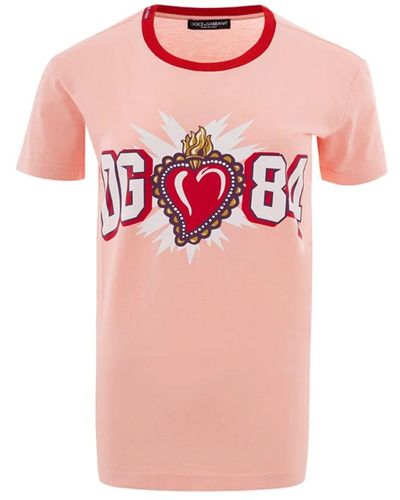 Dolce & Gabbana Cotton Tops & T-Shirt - Pink