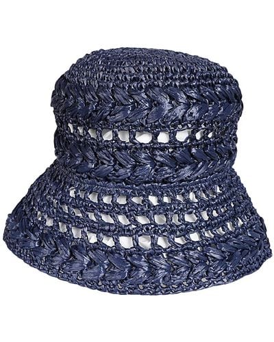 Weekend by Maxmara Cappello blu paralume all'uncinetto